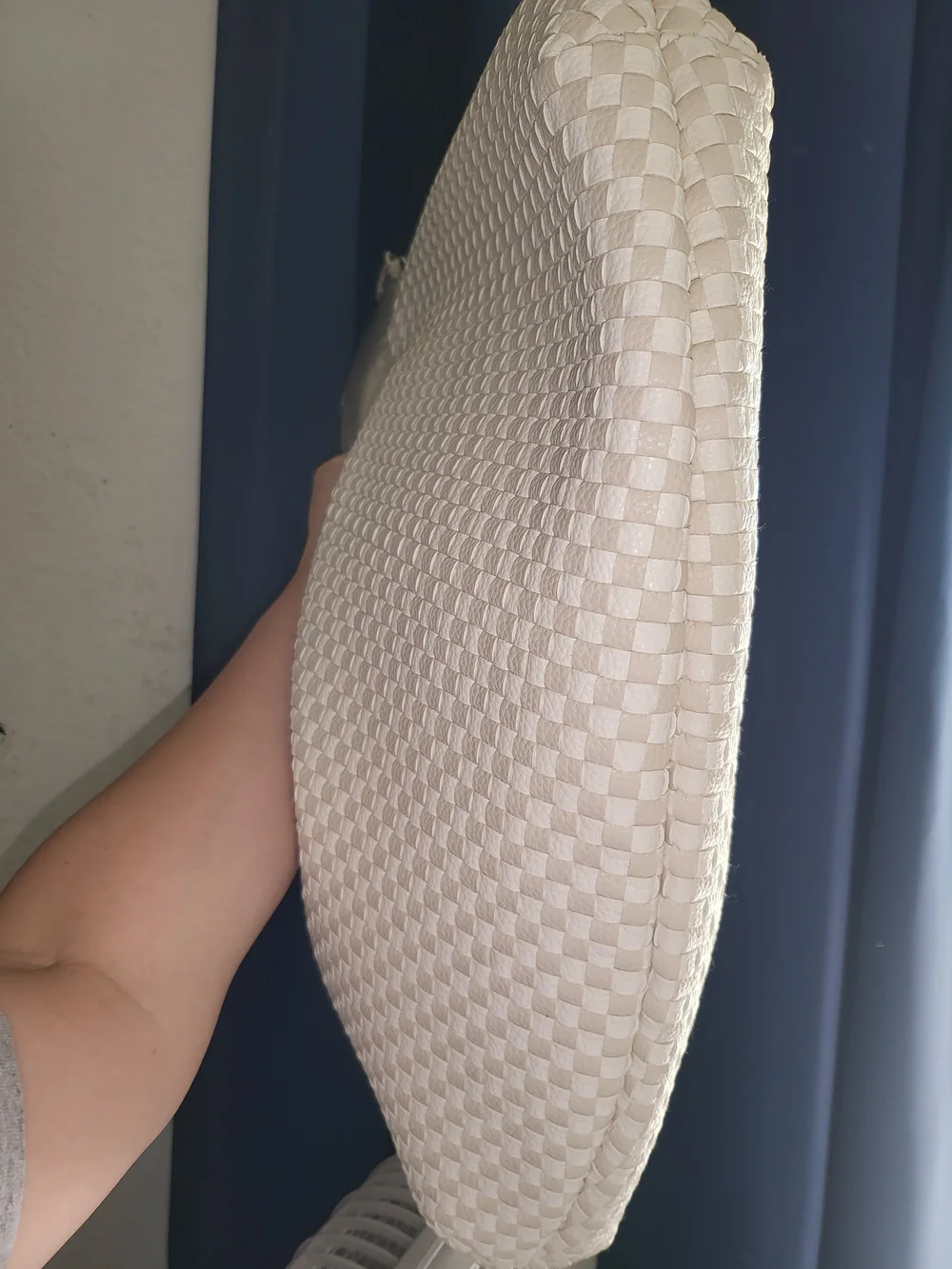 I&R Cream/tan Checkered Woven Hobo Shoulder Bag